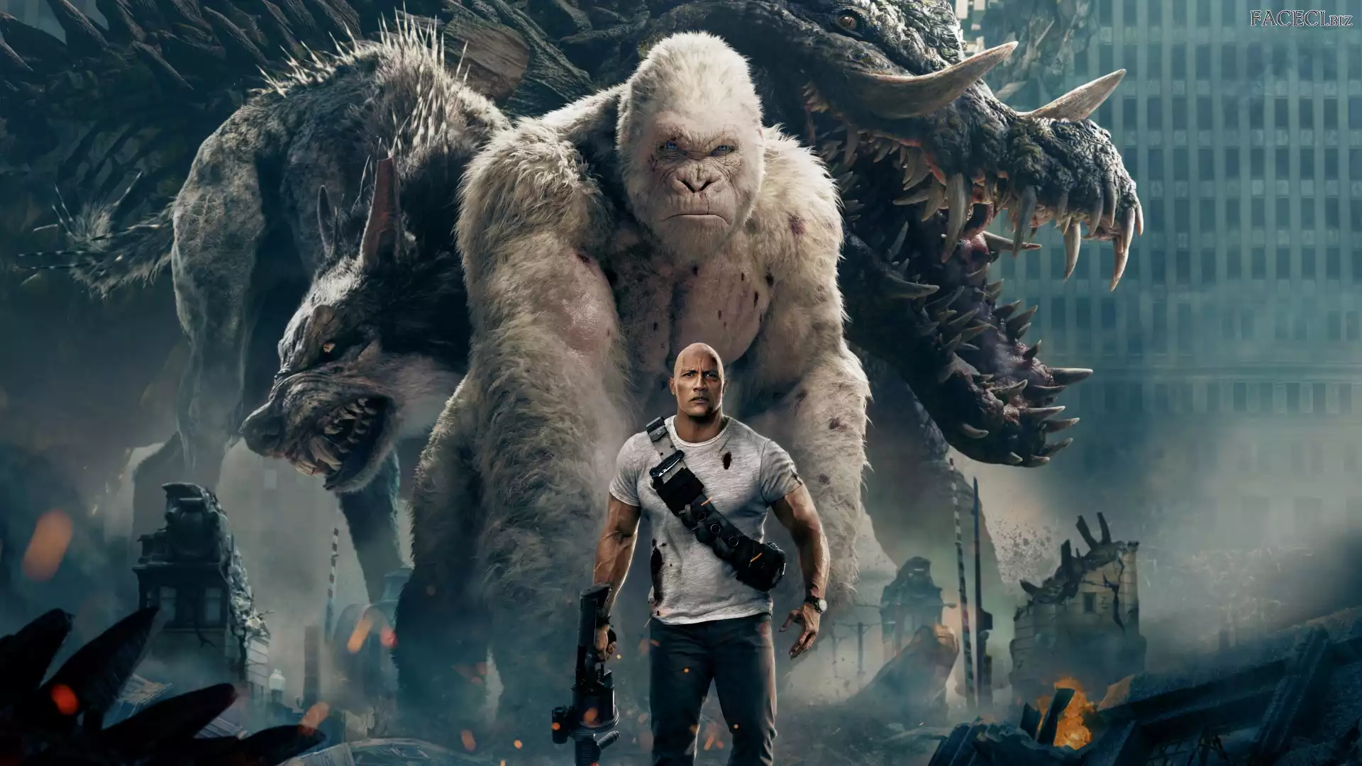 Goryl, Film, Dwayne Johnson, Aktor, Rampage, Davis Okoye